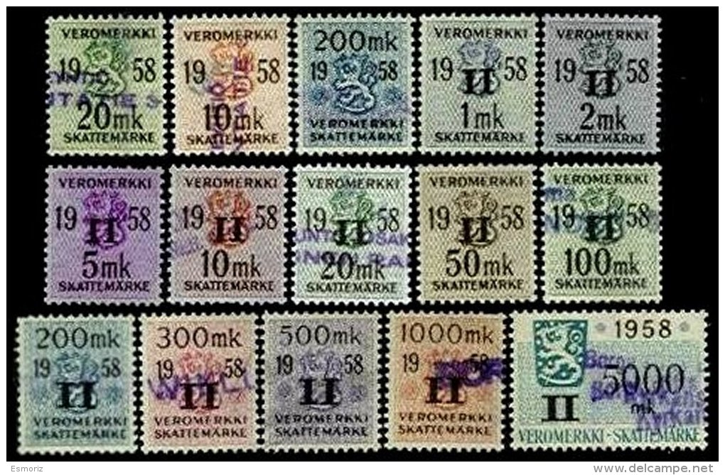FINLAND, Income Tax, B&amp;H 54/64, 66, Used, F/VF, Cat. &pound; 44 - Revenue Stamps