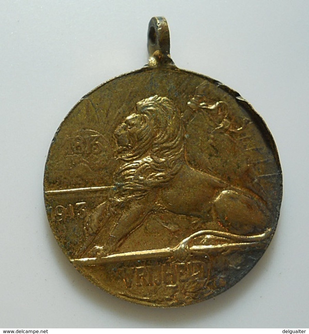 Medal (26mm) Netherlands???? * 1813-1913 Vrijheid * Aankomst Van Prins Willem VI * Tescheveningen - Autres & Non Classés