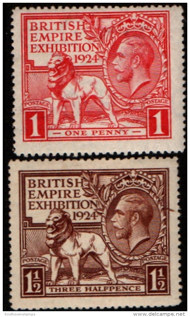 SGreat Britain 1924 Wembley 2 Values Line Perforation MNH - Unused Stamps