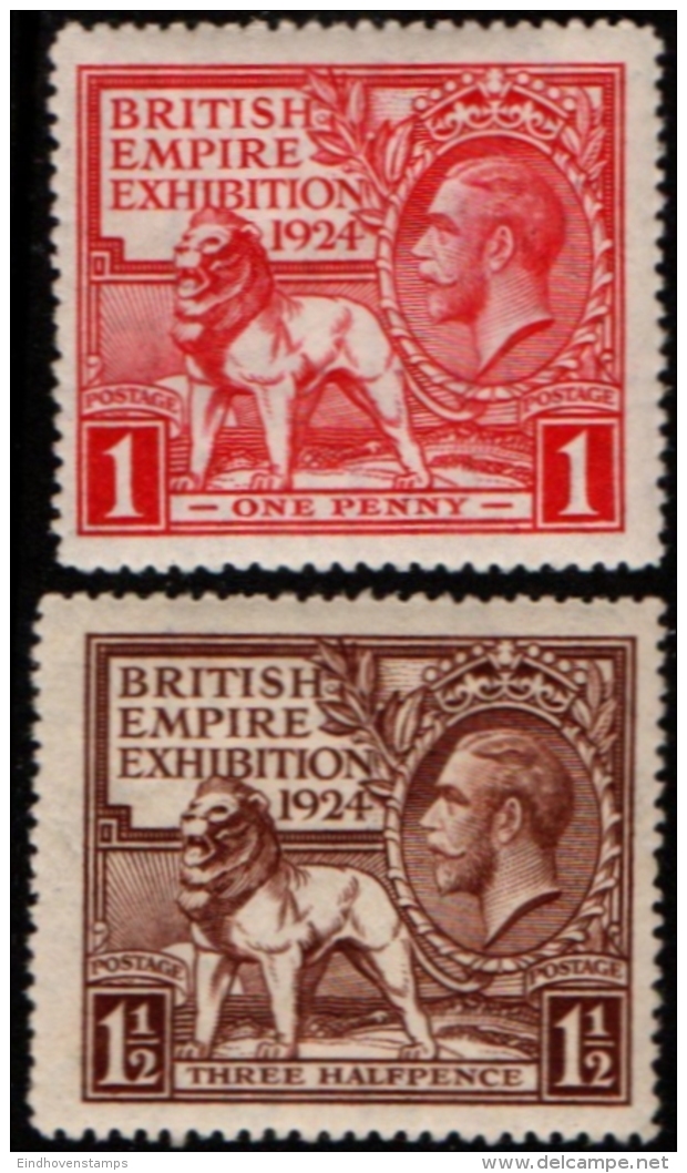 SGreat Britain 1924 Wembley 2 Values Line Perforation MNH - Unused Stamps