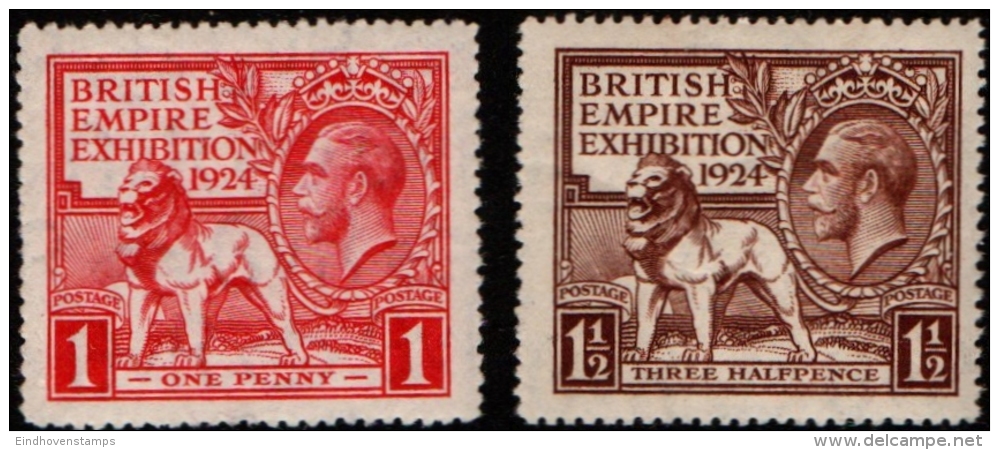 SGreat Britain 1924 Wembley 2 Values Line Perforation MNH - Neufs