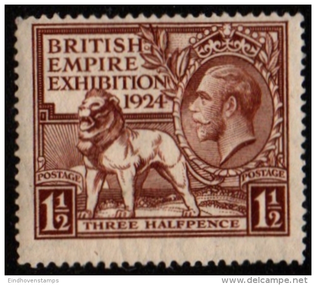 Great Britain 1924 Wembley  1&frac12; D 1 Value Line Perforation MNH - Ungebraucht
