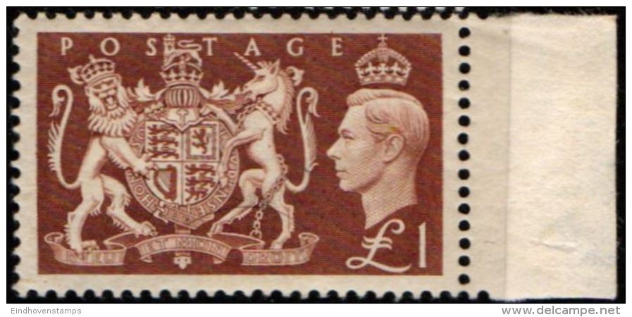 Great Britain 1951 &pound; 1  Showing Kings' Crest 1 Value MNH - Unclassified