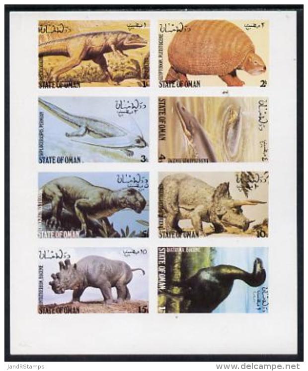 3234 Oman 1979 Prehistoric Animals Imperf Set Of 8 Values (1b To 1R) Unmounted Mint - Prehistorics