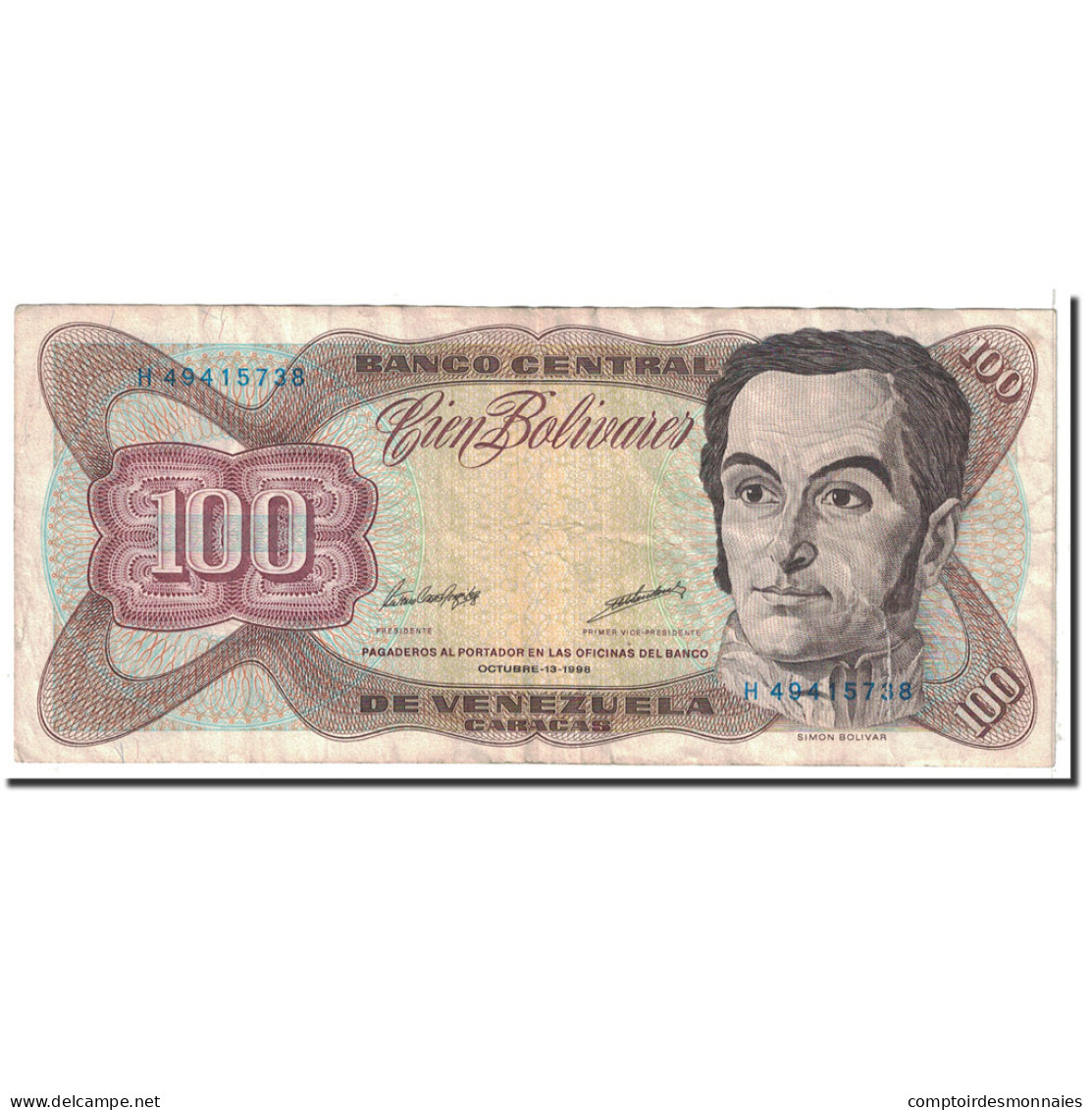 Billet, Venezuela, 100 Bolivares, 1998, 1998-10-29, KM:66g, TTB - Venezuela