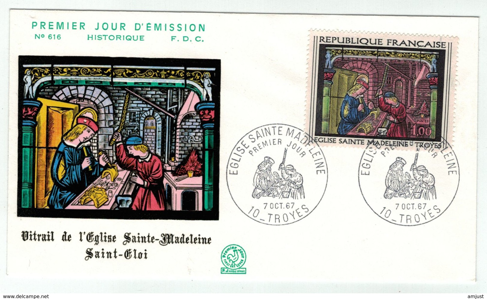 France // FDC // 1960-1969 // 1967 //  FDC  Eglise Sainte Madeleine Yvert No. 1531 - 1960-1969