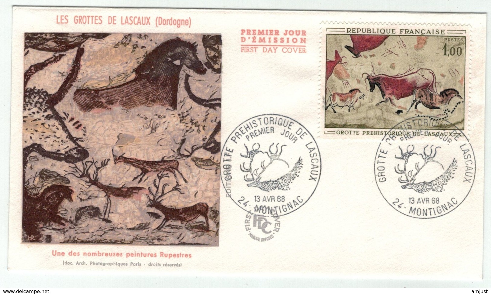 France // FDC // 1960-1969 // 1967 //  FDC  Grotte De Lascaux Yvert No. 1555 - 1960-1969