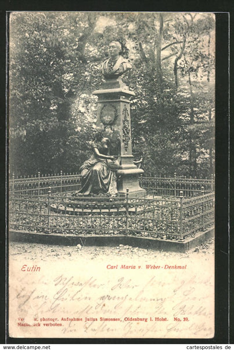 AK Eutin, Partie Am Carl Maria V. Weber-Denkmal - Eutin