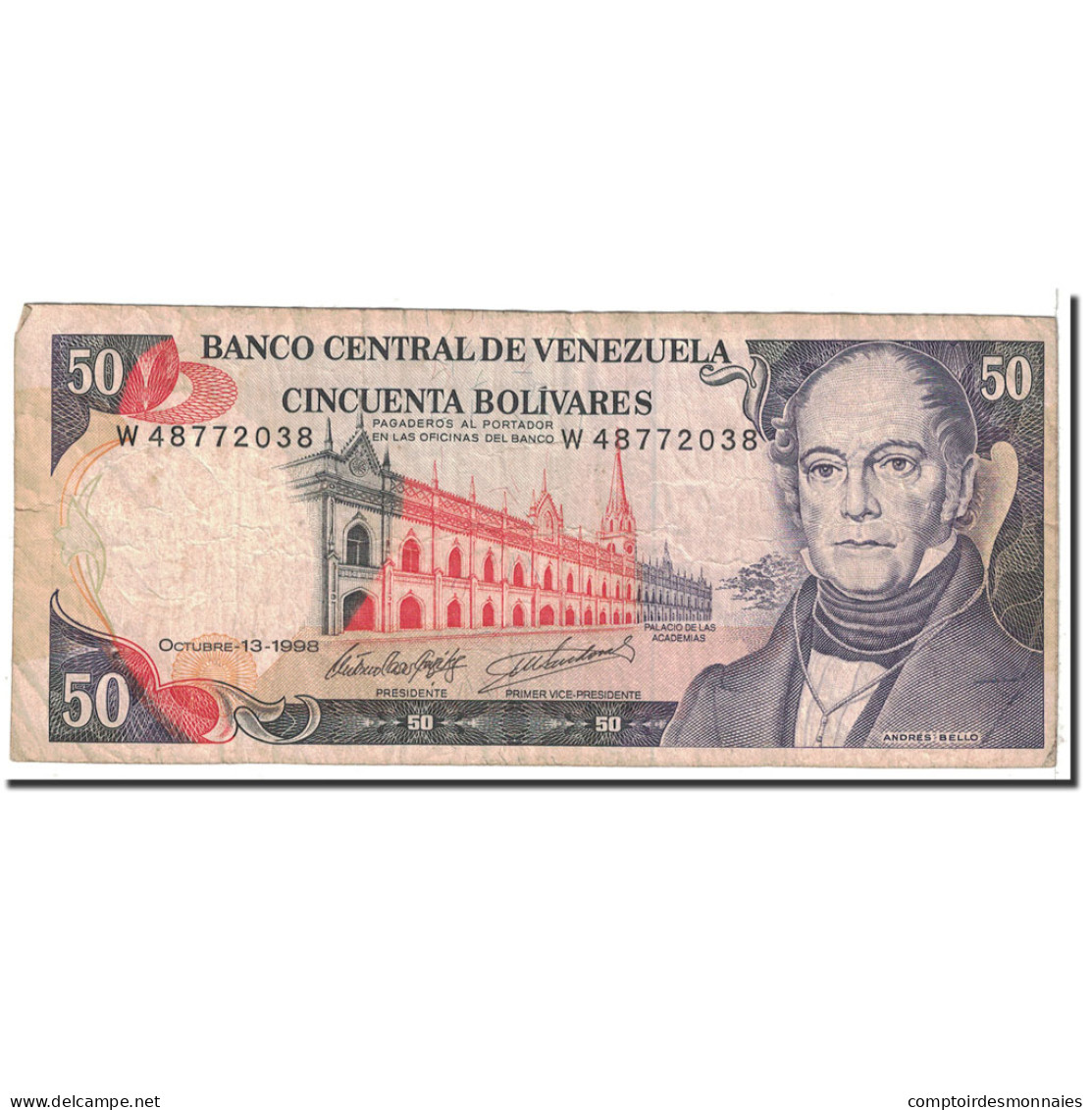Billet, Venezuela, 50 Bolivares, 1998, 1998-10-13, KM:65g, TB - Venezuela