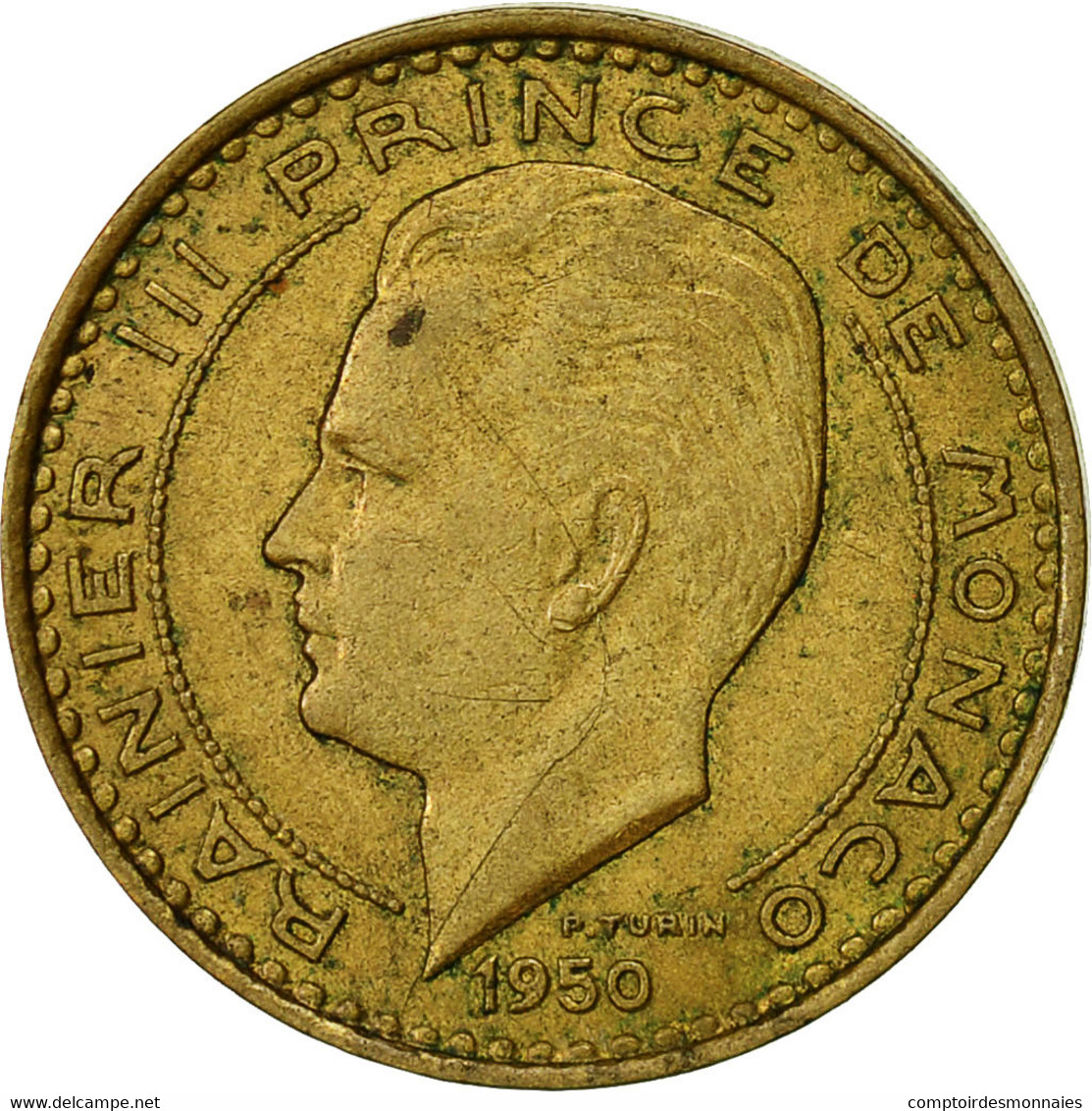 Monnaie, Monaco, Rainier III, 10 Francs, 1950, TTB, Aluminum-Bronze, KM:130 - 1949-1956 Franchi Antichi