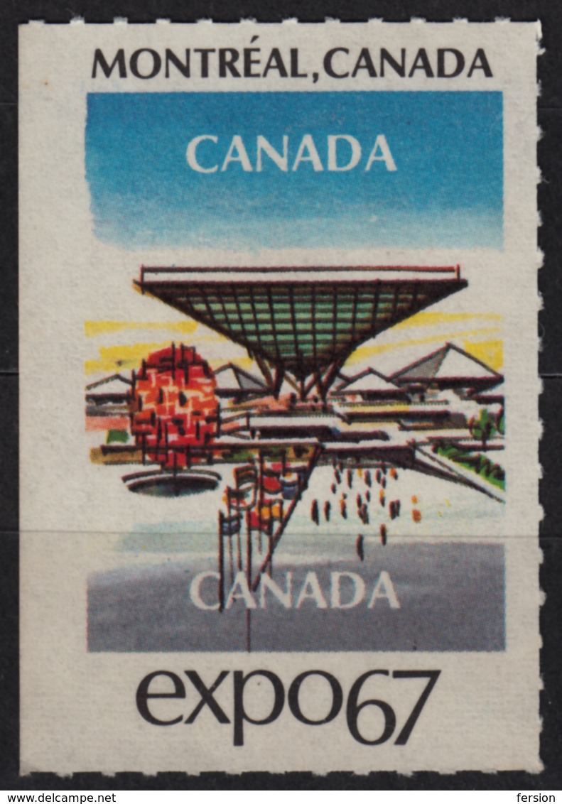 CANADA Building Hall Montreal Expo 1967 International Universal Exposition Cinderella Label Vignette - 1967 – Montreal (Canada)