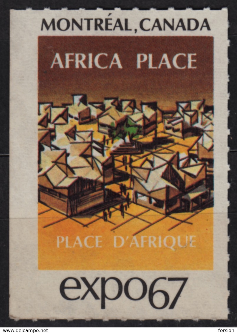 AFRICA Building Hall - Montreal Canada / Expo 67 - 1967 International Universal Exposition Cinderella Label Vignette - 1967 – Montreal (Canada)