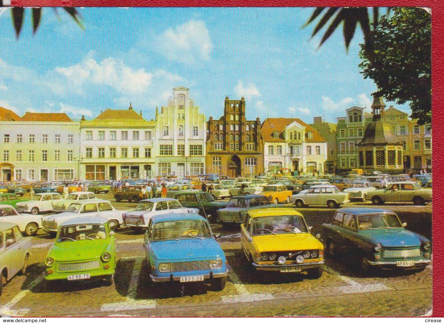 WISMAR MARKT AUTO CARS TRABANTGERMANY POSTCARD USED - Wismar