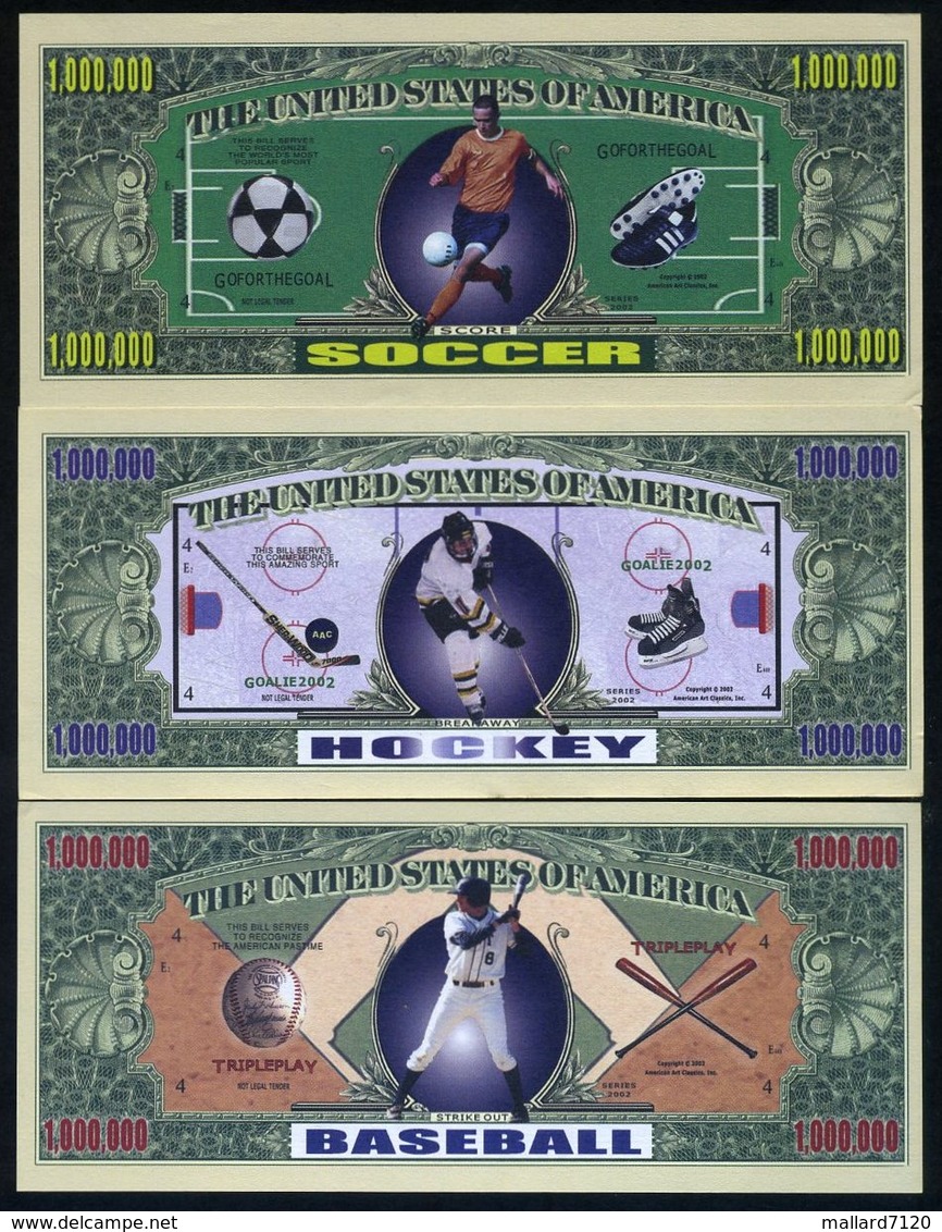 SET USA Fantasy 30 Banknotes (10 Pieces Of Each Note) Sports: Soccer, Hockey, Baseball - Autres & Non Classés