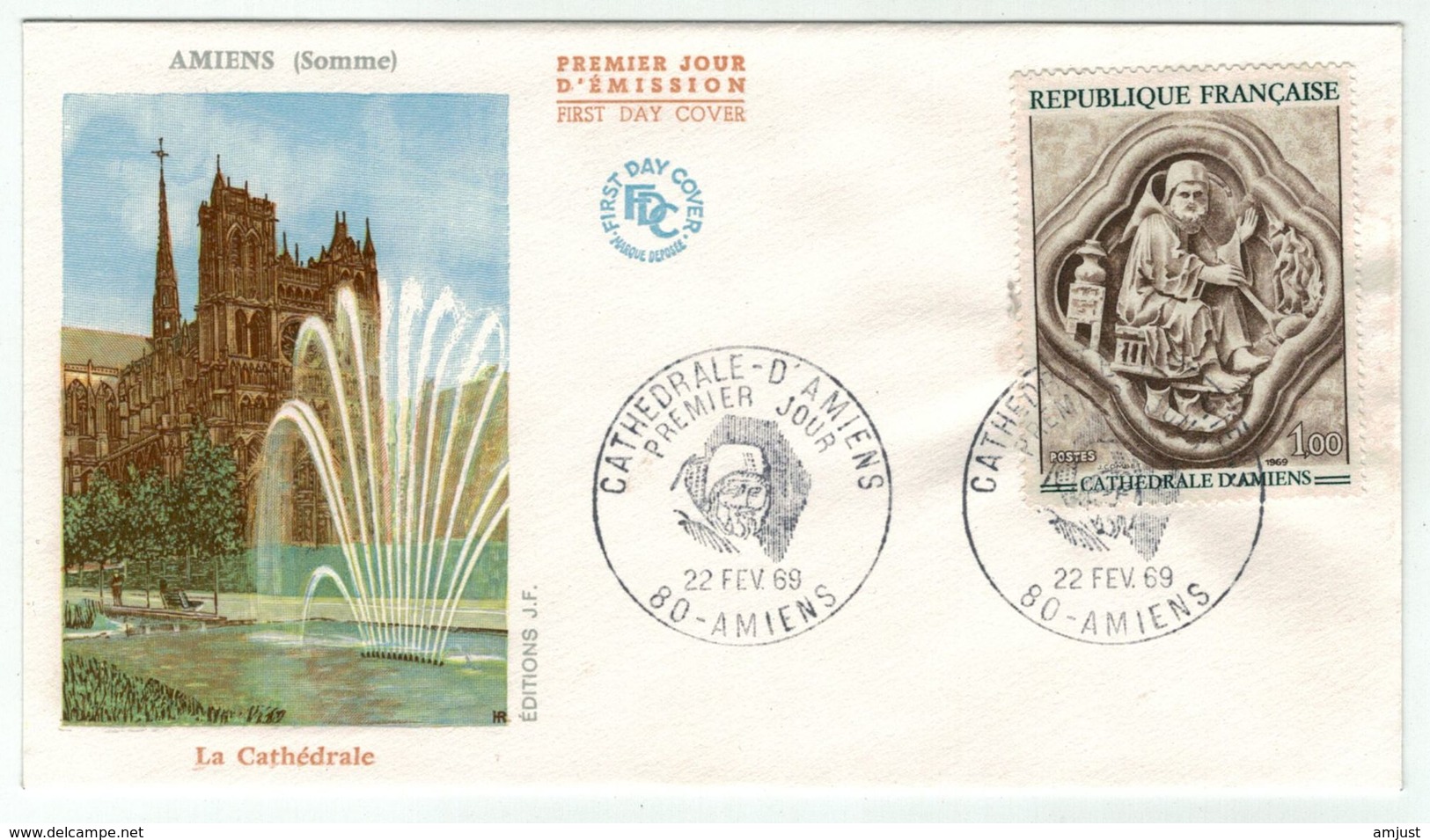 France // FDC // 1960-1969 // 1969 //  FDC  Cathédrale D'Amiens   Yvert No. 1586 - 1960-1969