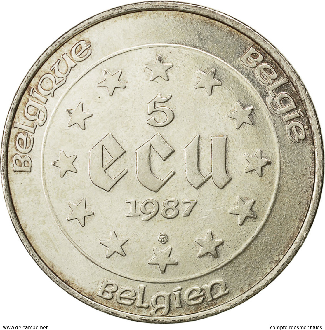 Monnaie, Belgique, 5 Ecu, 1987, TTB, Argent, KM:166 - Ecus