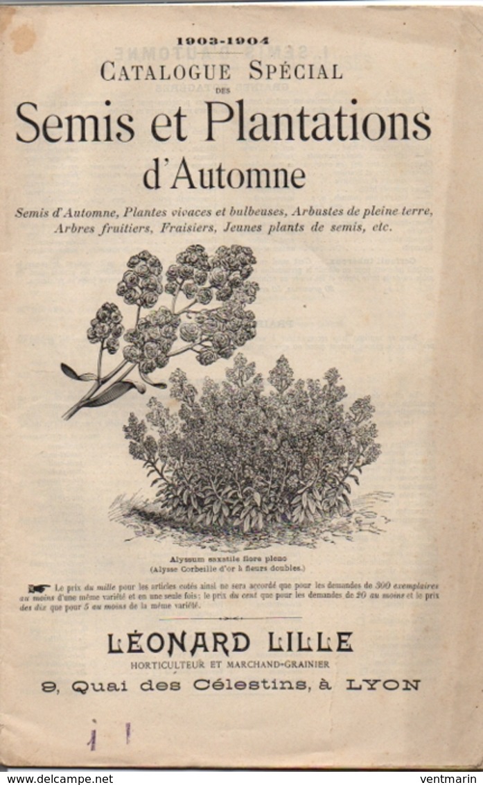 Catalogue Semis Et Plantations D'Automne 1903-1904 Léonard Lille - Jardinage