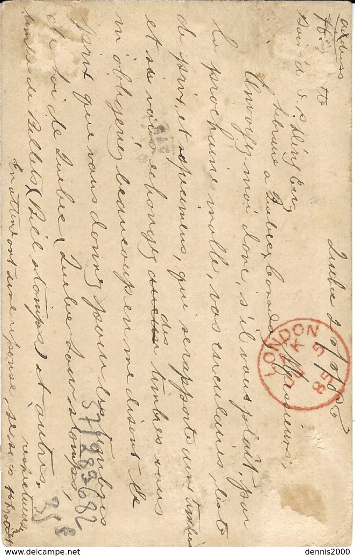 1885- Canada Post Card Two Cents Oblit. Duplex De QUEBEC ,voie Anglaise Pour Paris - Lettres & Documents