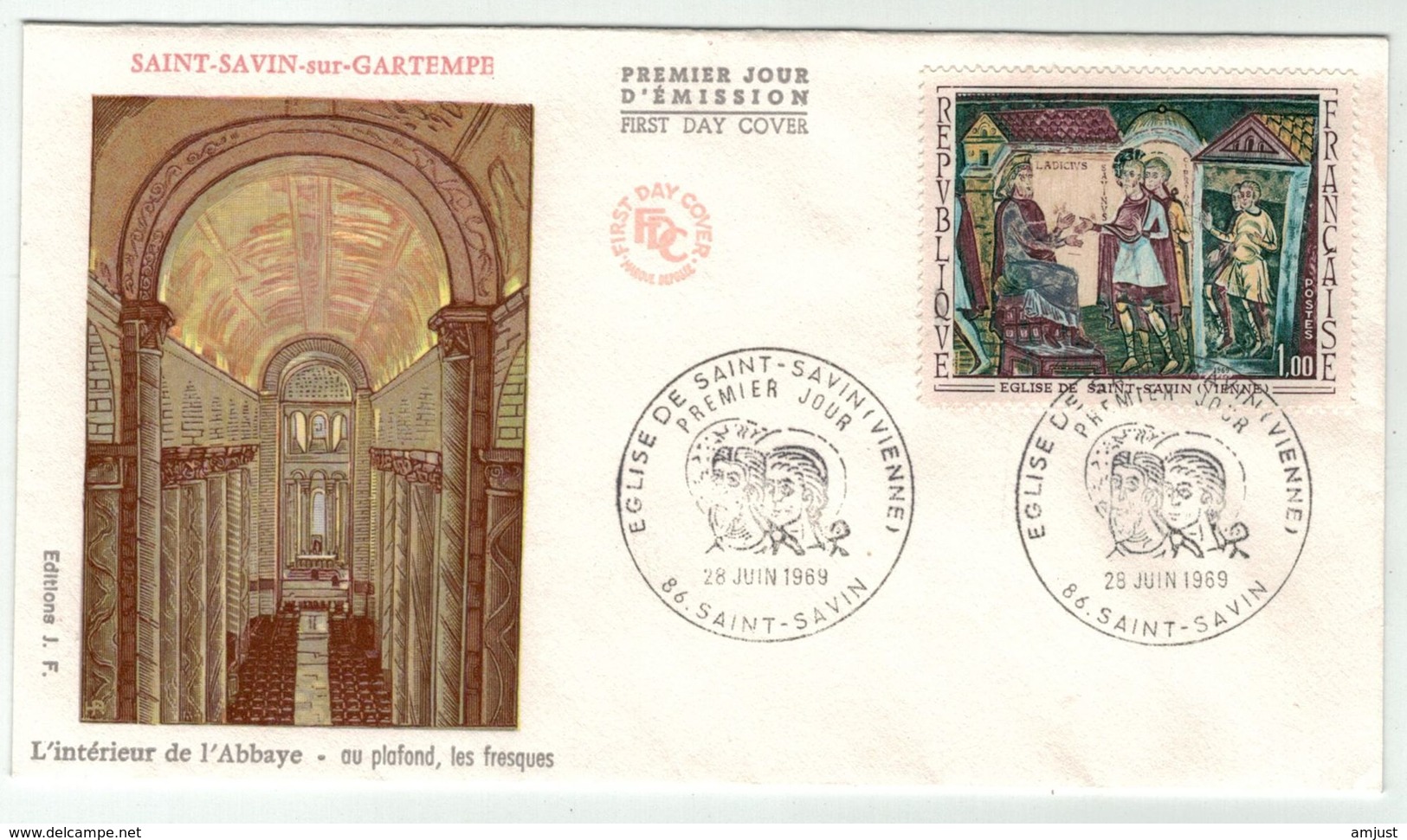 France // FDC // 1960-1969 // 1969 //  FDC  Eglise De Saint-Savin-sur-Gartempe   Yvert No. 1588 - 1960-1969