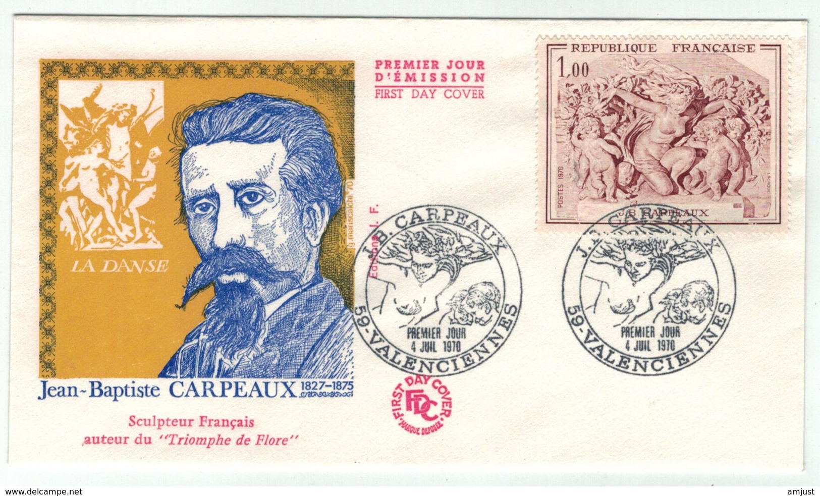 France // FDC // 1970-1979 // 1970 //  FDC  J.B. Carpeaux  Yvert No. 1641 - 1970-1979