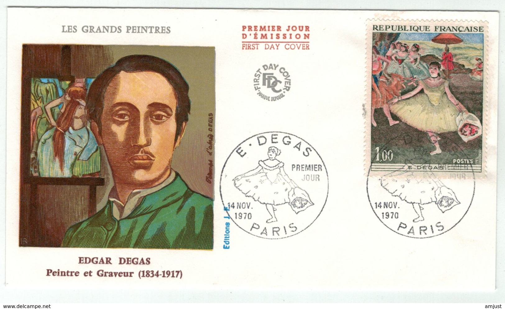 France // FDC // 1970-1979 // 1970 //  FDC  Edgar Degas Yvert No. 1653 - 1970-1979