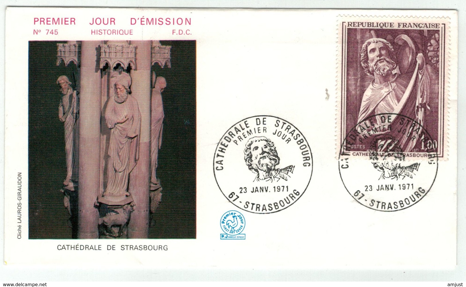 France // FDC // 1970-1979 // 1971 //  FDC  Cathédrale De Strasbourg Yvert No. 1654 - 1970-1979