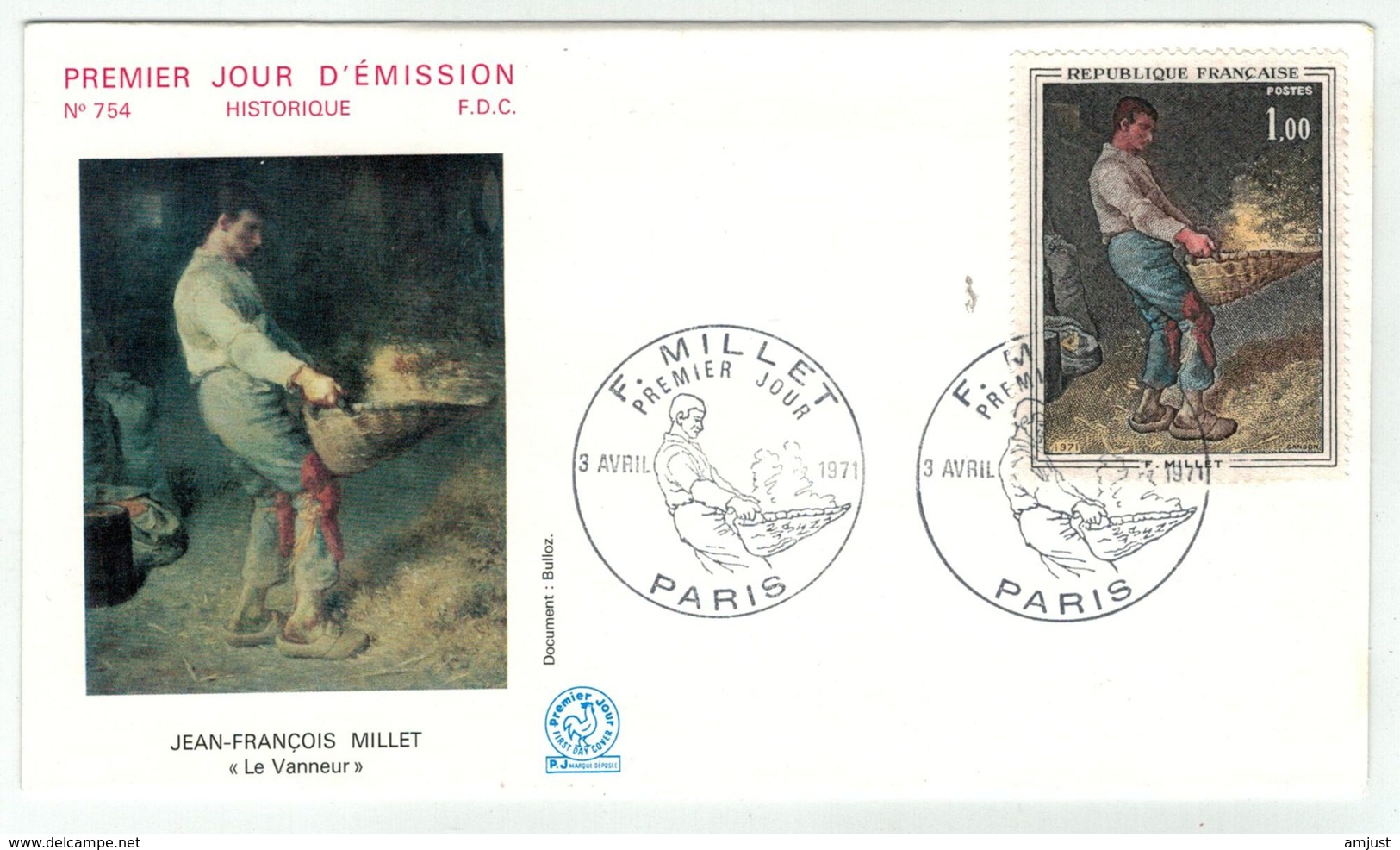 France // FDC // 1970-1979 // 1971 //  FDC  F.Millet, Les Glaneuses Yvert No. 1672 - 1970-1979