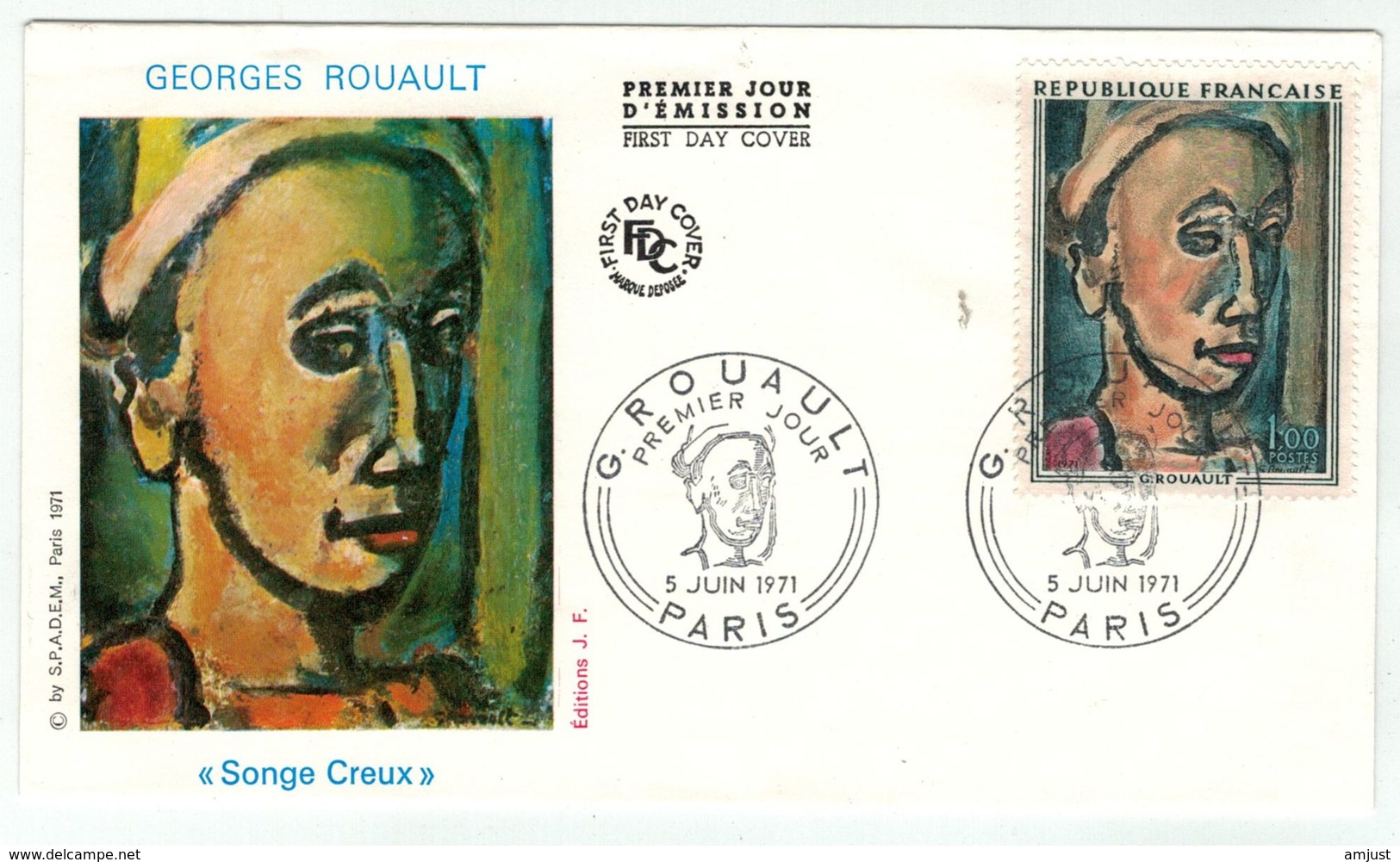 France // FDC // 1970-1979 // 1971 //  FDC Georges Rouault, Songe Creuxx Yvert No. 1673 - 1970-1979