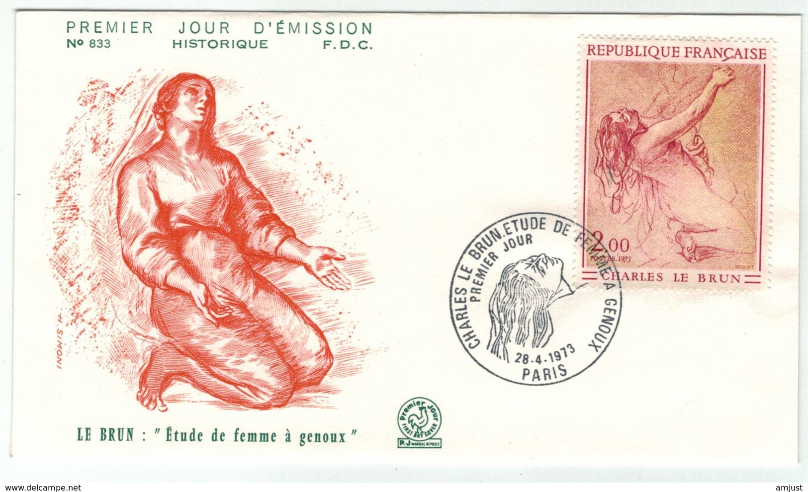 France // FDC // 1970-1979 // 1973 //  FDC Charles Le Brun Yvert No. 1742 - 1970-1979