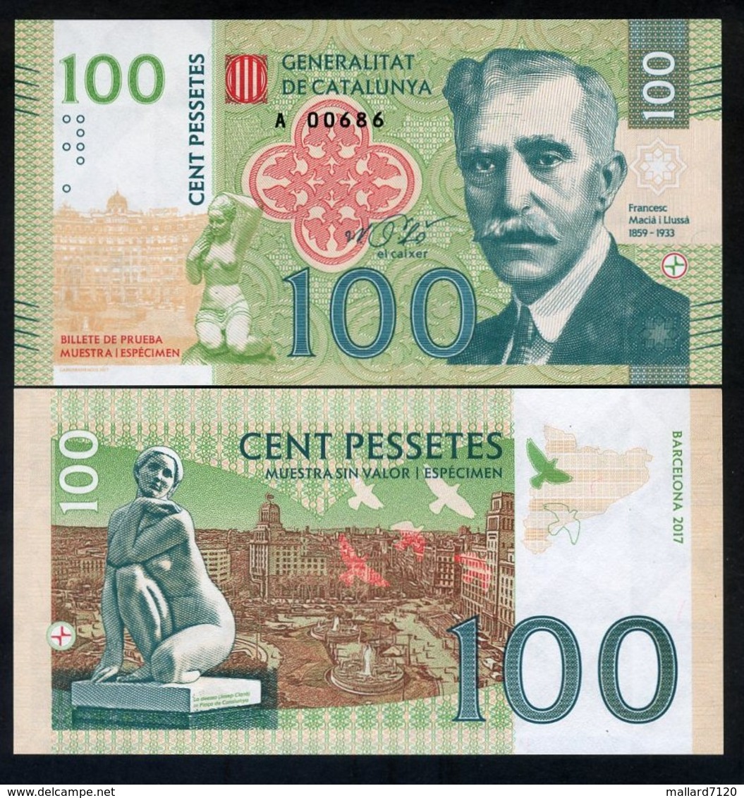 Catalonia (Spain), 100 Pessetes, 2017, Private Issue, UNC - Francesc Macià - Autres & Non Classés