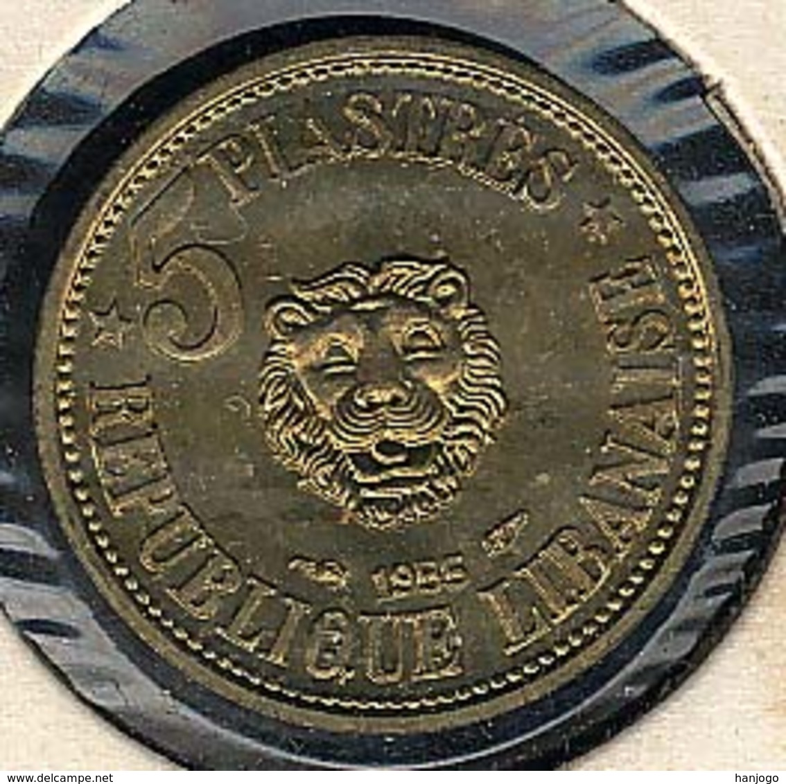 Libanon, 5 Piastres 1955, UNC, Löwe - Libanon