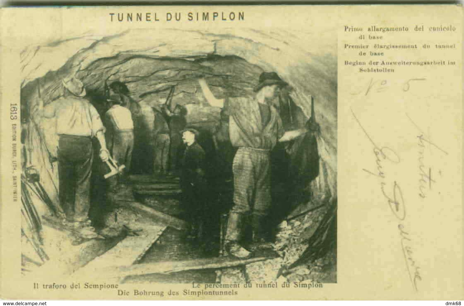 SWITZERLAND - TUNNEL DU SIMPLON - PREMIER ELARGISSEMENT DU TUNNEL - 1903 (3017) - Premier