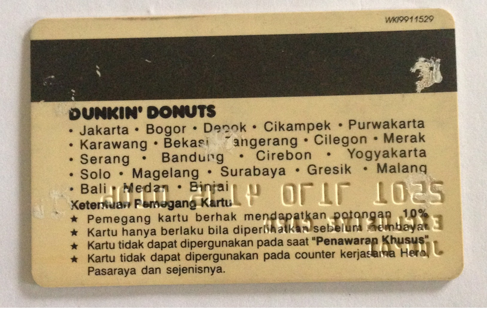 Indonesia Creditcard (DUNKIN DONUTS) Millenium 2000 (Used) - Krediet Kaarten (vervaldatum Min. 10 Jaar)