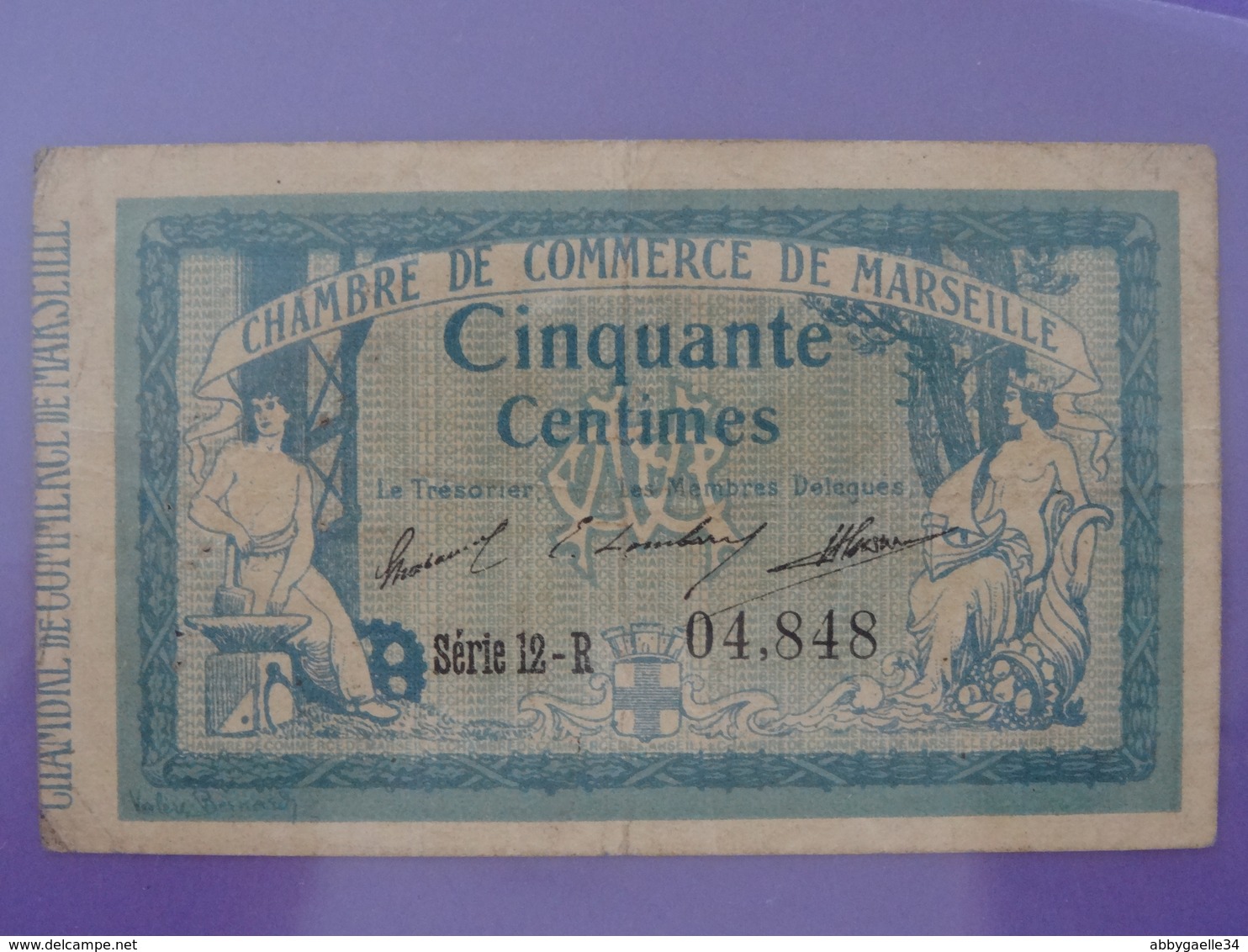 Billet De 50 Centimes Série 12-R De Chambre De Commerce De Marseille (Bouches-du-Rhône) Corne D'abondance, Phare - Chamber Of Commerce
