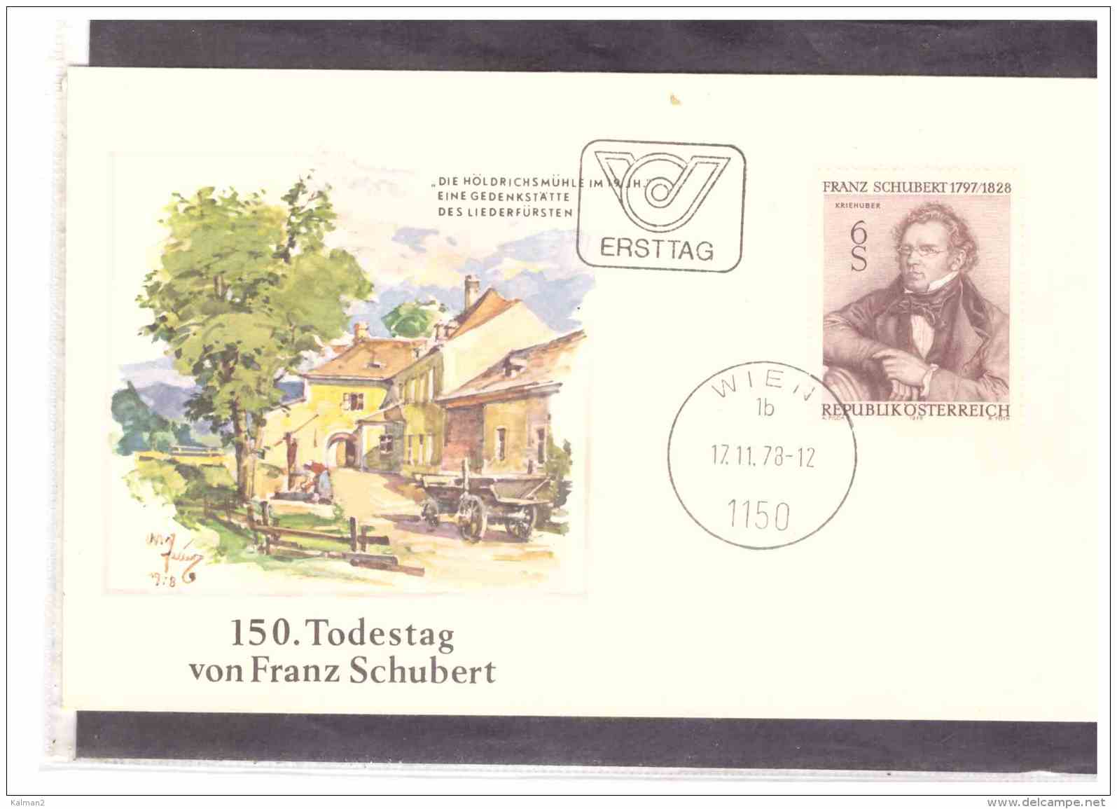 AU1301    -   WIEN   17.11.73   /    FDC    150. TODESTAG VON FRANZ SCHUBERT - Musik