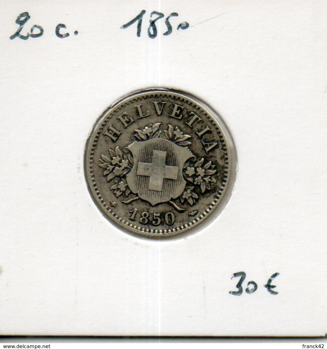 Suisse.  20 Centimes. 1850 - 20 Centimes / Rappen