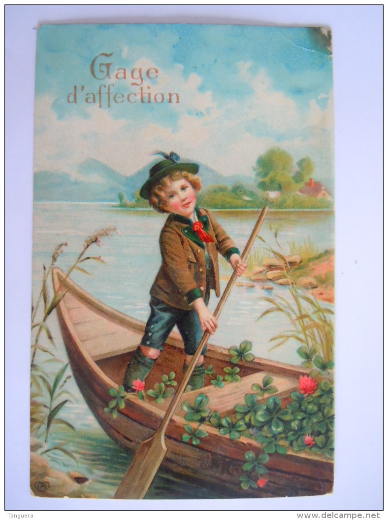 Carte Glacée Garçon Fleurs Bateau Chapeau Jongen Boot Bloemen Turnhout - Brussel Coin Abimé Hoek Beschadigd  Edit EAS - Dessins D'enfants