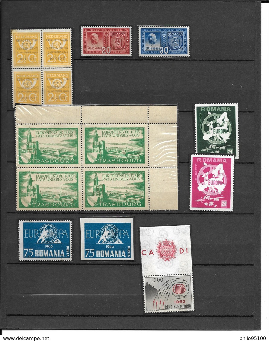 Lot 200 Timbres & Vignettes EUROPA Années 50/60 - Collections