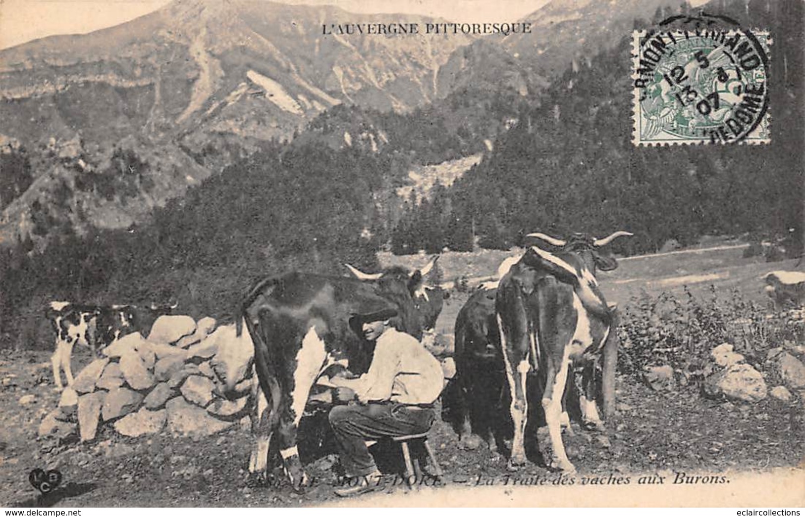 Thème:  Métier. Lait.Laiterie. Auvergne Traite Des Vaches Aux Burons     (voir Scan) - Autres & Non Classés