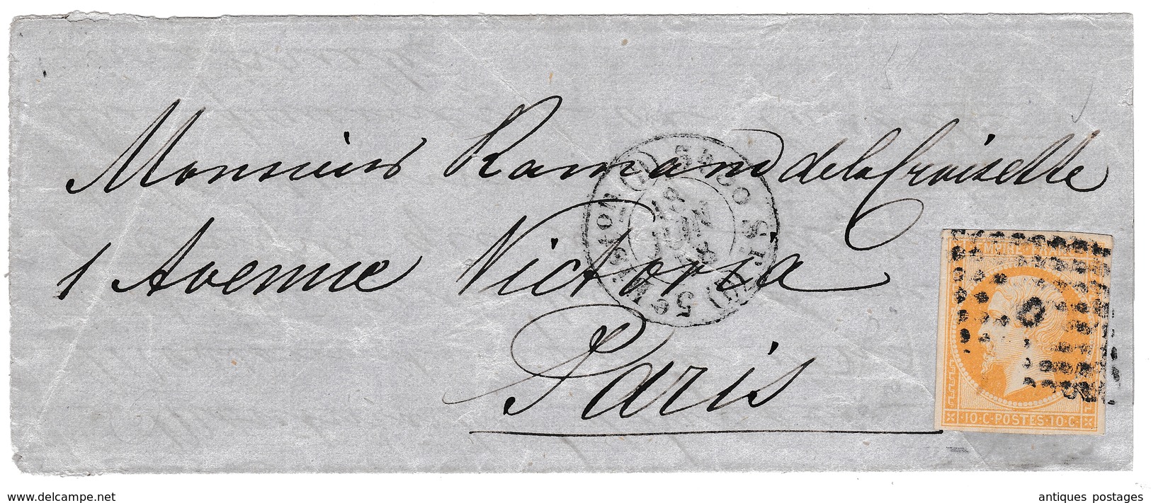 Lettre 1858 Londres Napoléon III 10c Quitance Mineur Émancipé Impasse Massonnet Ancienne Commune De Montmartre Paris - 1849-1876: Période Classique