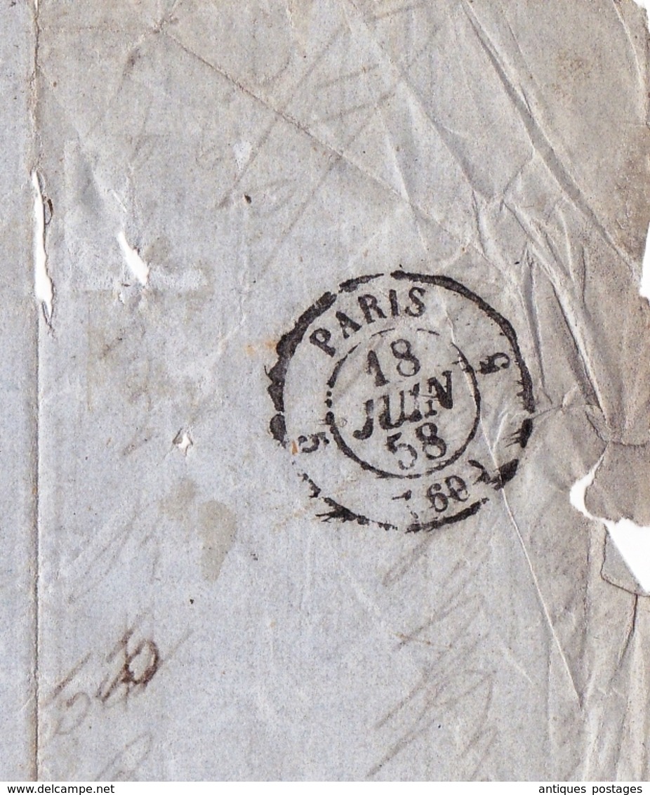 Lettre 1858 Londres Napoléon III 10c Quitance Mineur Émancipé Impasse Massonnet Ancienne Commune de Montmartre Paris