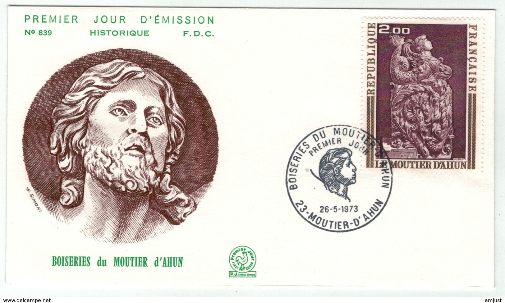 France // FDC // 1970-1979 // 1973 //  FDC Boiseries Du Moutier-D'Ahun Yvert No. 1743 - 1970-1979