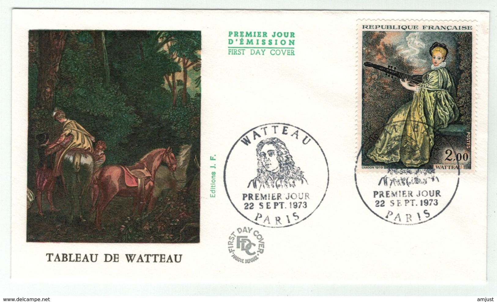 France // FDC // 1970-1979 // 1973 //  FDC Watteau Yvert No. 1765 - 1970-1979