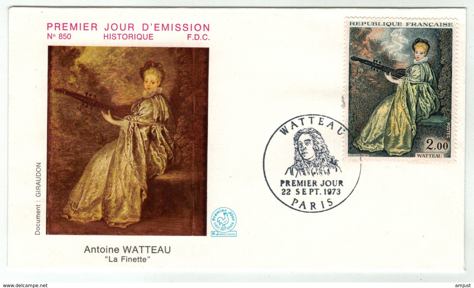 France // FDC // 1970-1979 // 1973 //  FDC Watteau Yvert No. 1765 - 1970-1979