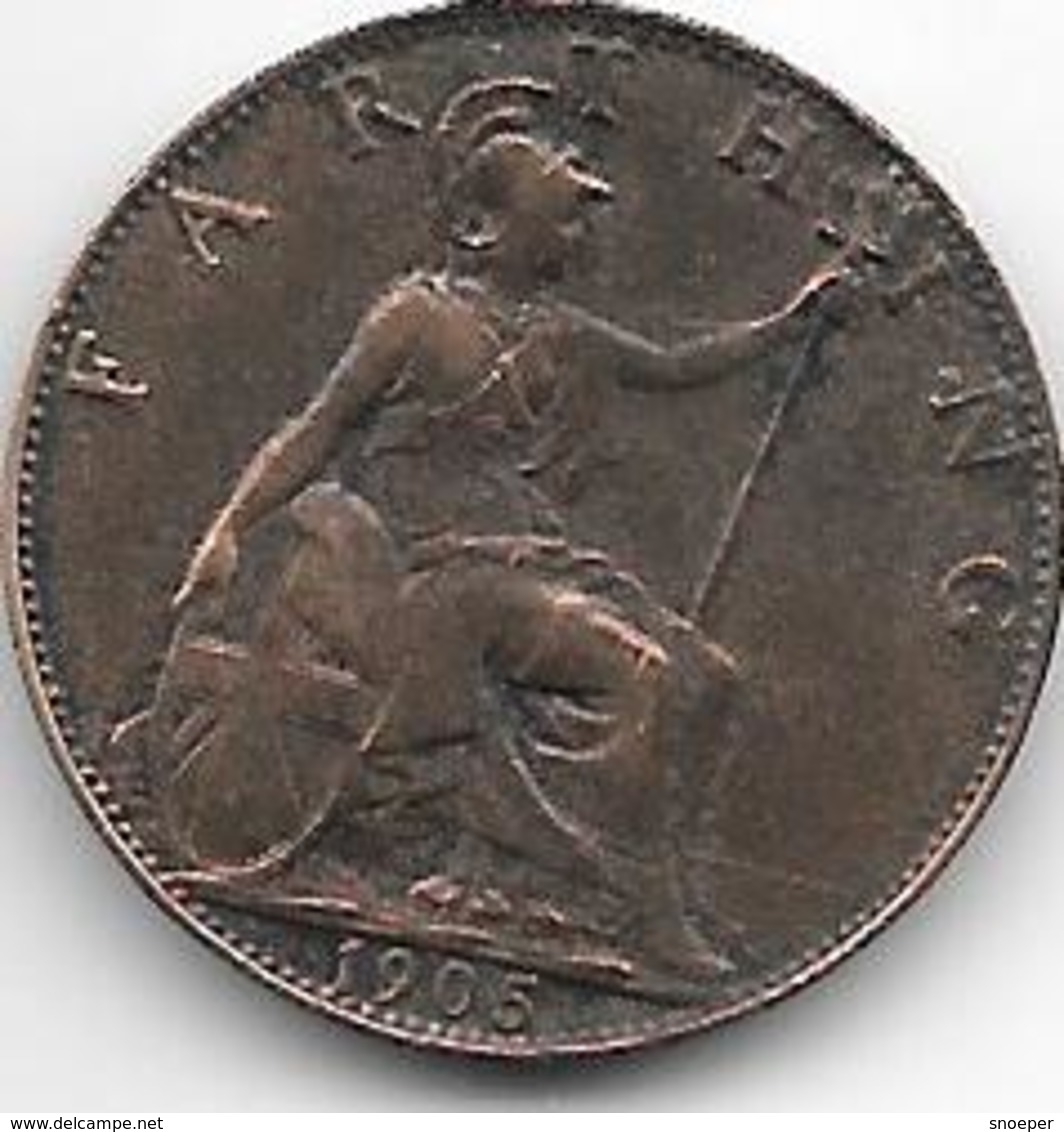 *great Britain 1 Farthing  1905  Km 792   Xf++ !!!!catalog Val 40 $ - B. 1 Farthing