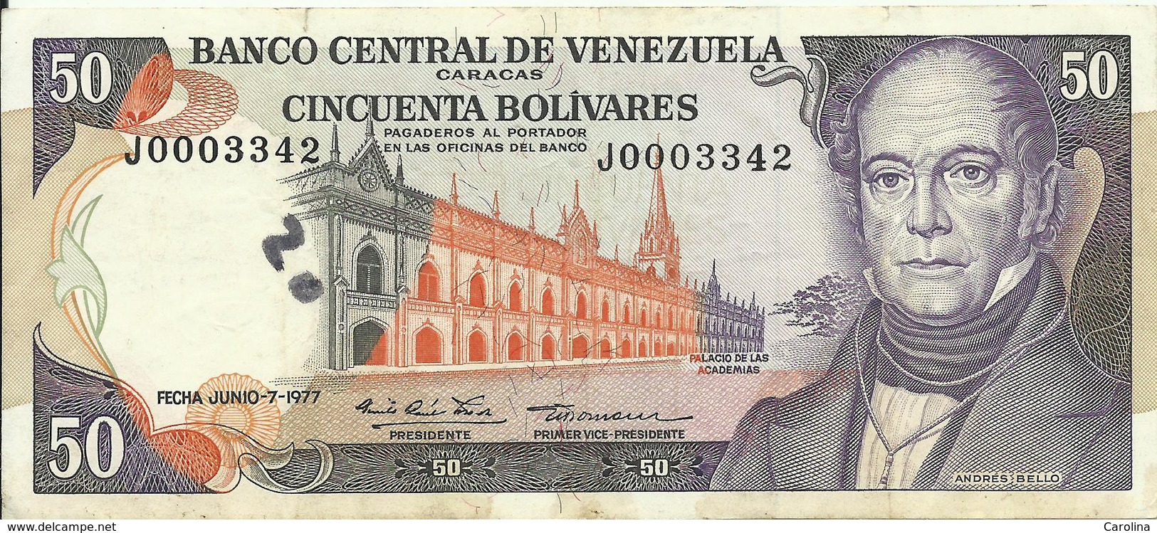 VENEZUELA - 50 BOLIVARES - 1977 - J0003342 - GOOD CONDITION - RARE - Venezuela