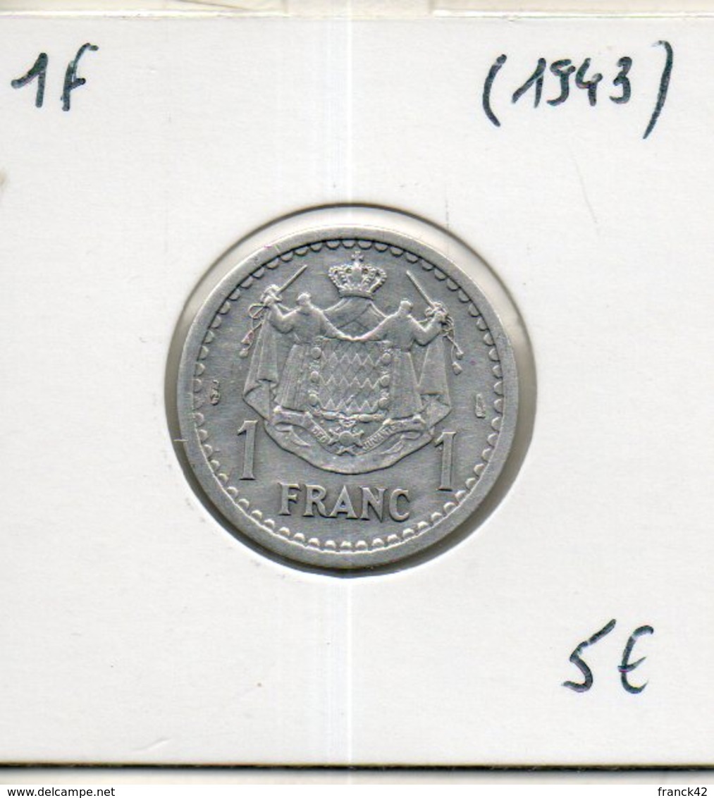 Monaco. 1 Franc (1943) - 1922-1949 Louis II