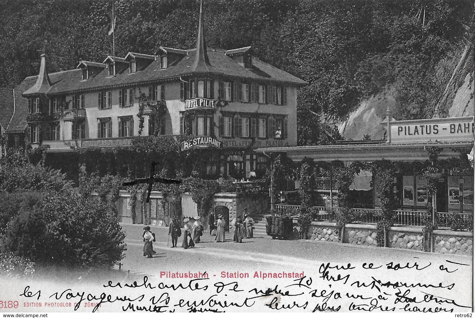 ALPNACHSTAD → Station Pilatus-Bahn Mit Vielen Touristen Anno 1906  ►Hotelstempel RRR◄ - Alpnach