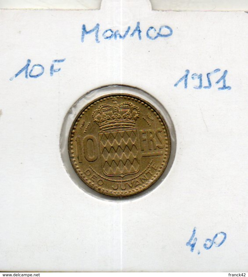 Monaco. 10 Francs 1951 - 1949-1956 Anciens Francs