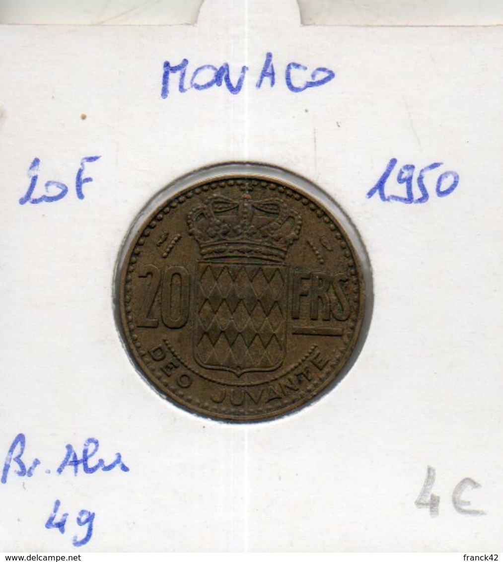 Monaco. 20 Francs 1950 - 1949-1956 Old Francs